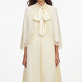 Yellow Tie Neck Cape Maxi Dress