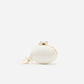 Cream Satin Oval Clutch