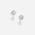 Mini Crystal Flower Pearl Earrings