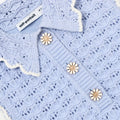 Blue Daisy Trim Pointelle Knitted Dress