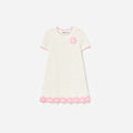Cream Knit Flower Hem Mini Dress
