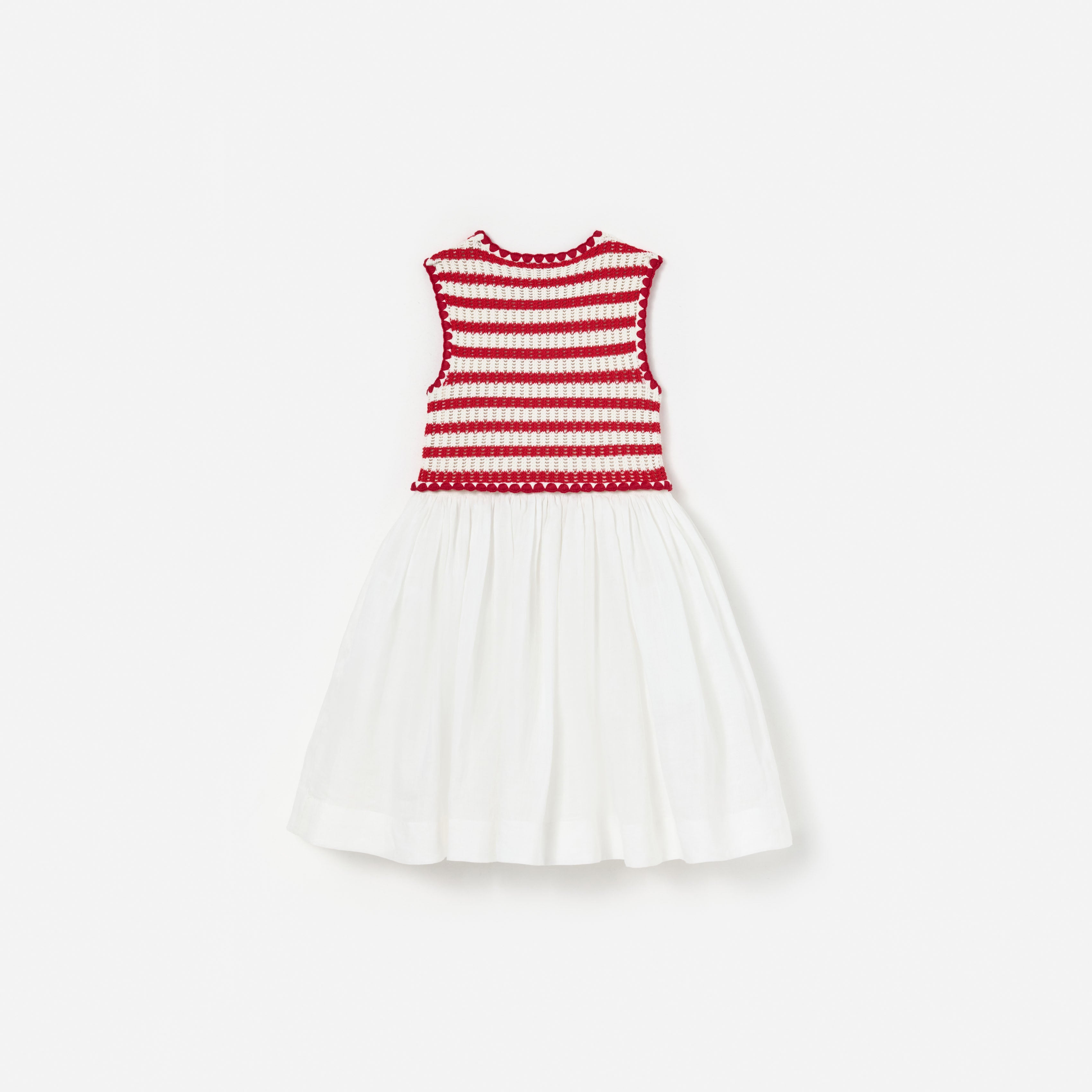 Red Striped Crochet Floaty Dress