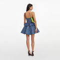 Denim Flared Peplum Mini Dress