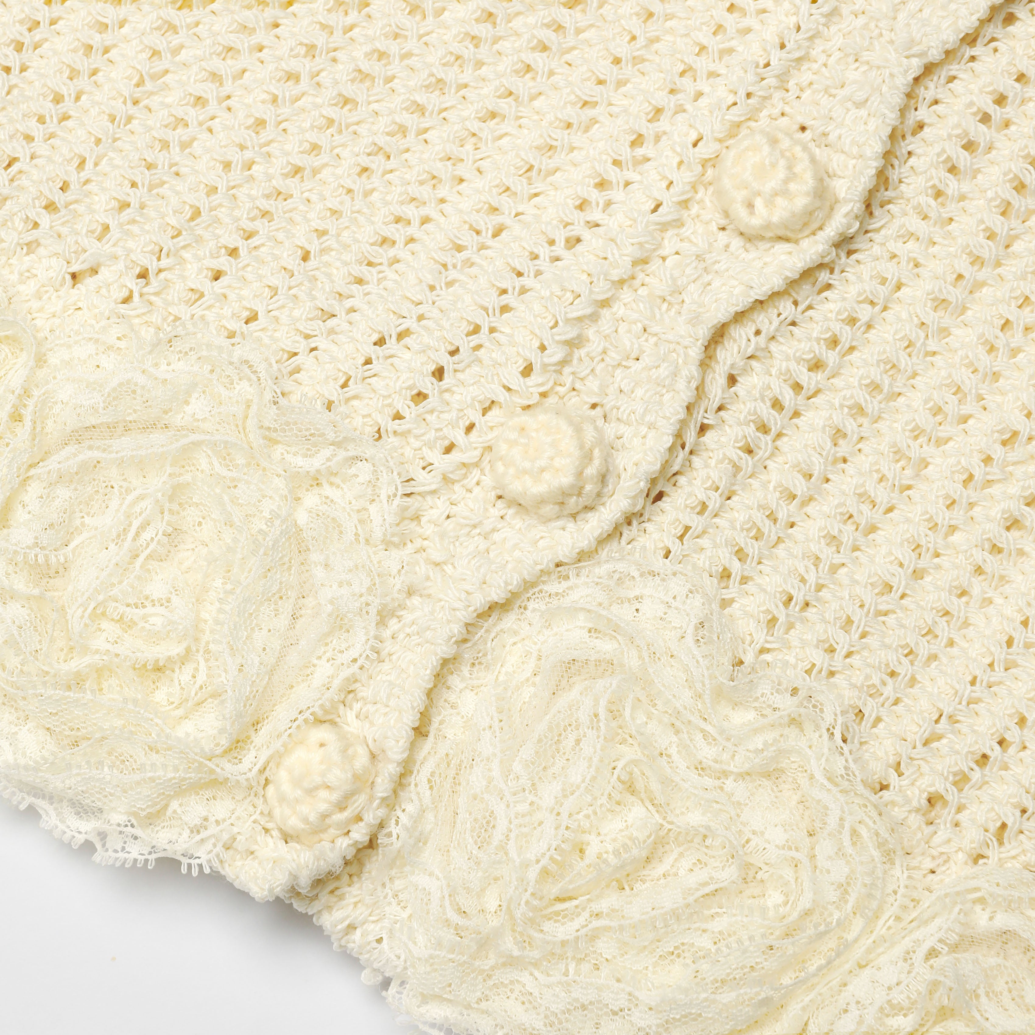 Yellow Crochet Flower Knit Top