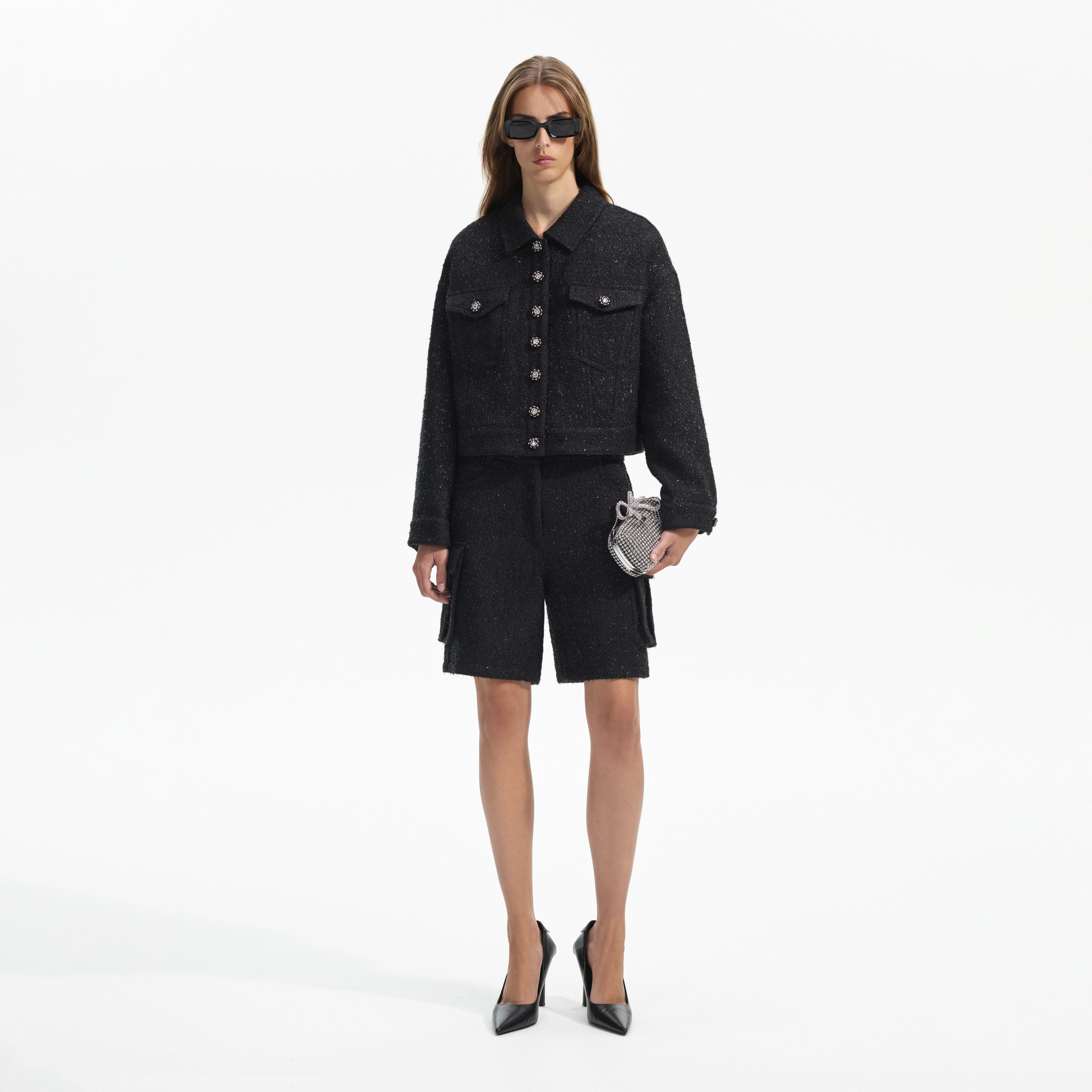 Black Boucle Oversized Jacket