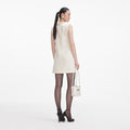 Cream Boucle Pearl Trim Mini Dress