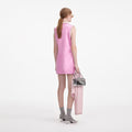 Pink Pearl Trim Satin Mini Dress