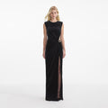 Black Velvet Embellished Cut Out Maxi Dress