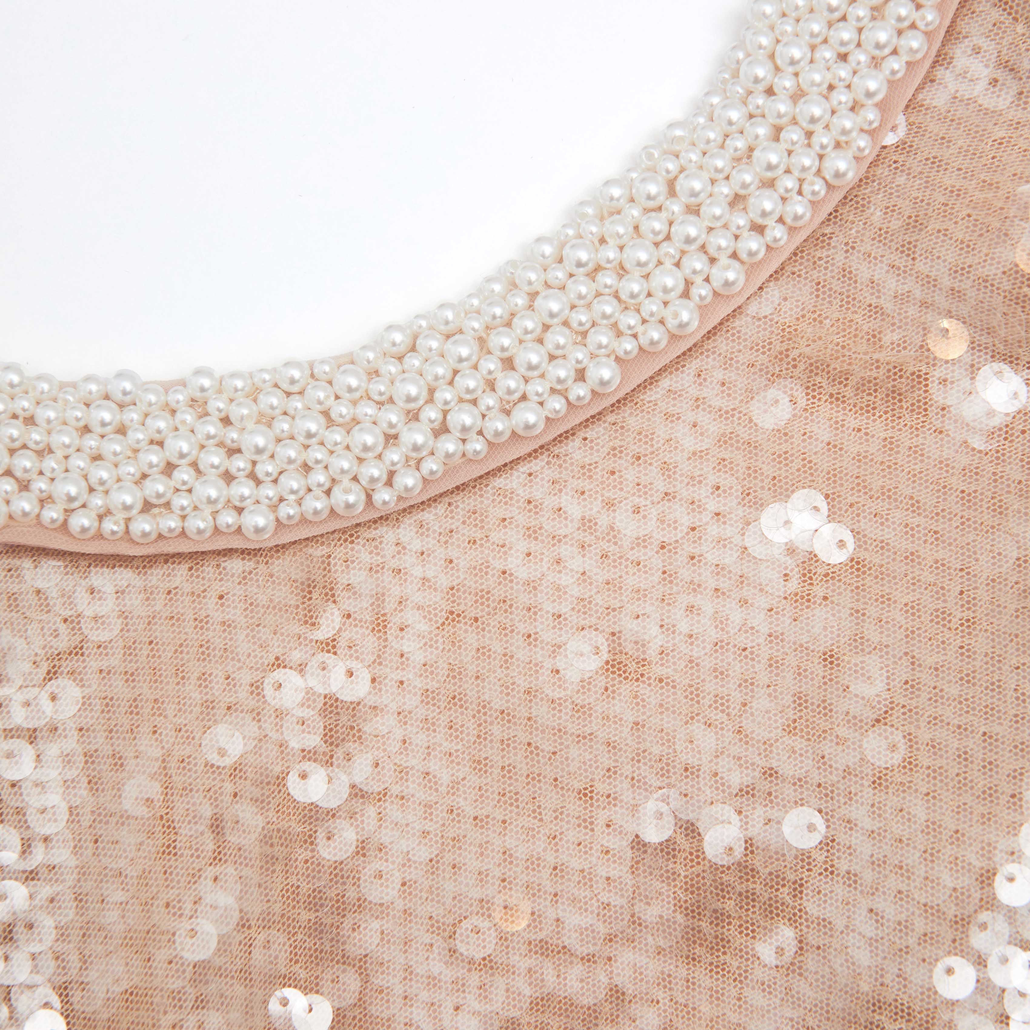 Pearl Trim Sequin Top