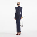 Navy Viscose Knit Maxi Dress