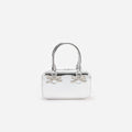 Metallic Silver Leather Mini Tote Bag