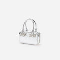 Metallic Silver Leather Mini Tote Bag