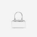 Metallic Silver Leather Mini Tote Bag
