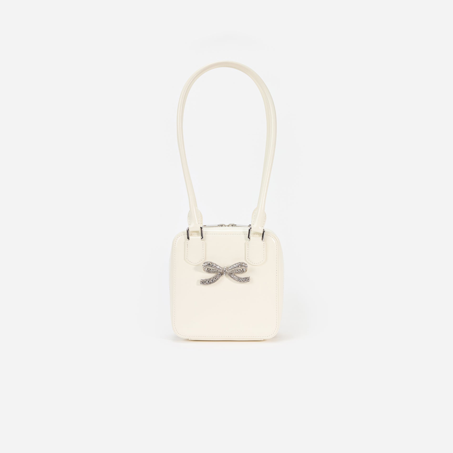 Cream Leather Square Shoulder Bag