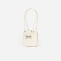 Cream Leather Square Shoulder Bag