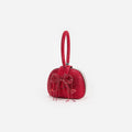 Burgundy Rhinestone Top Handle Clutch Bag