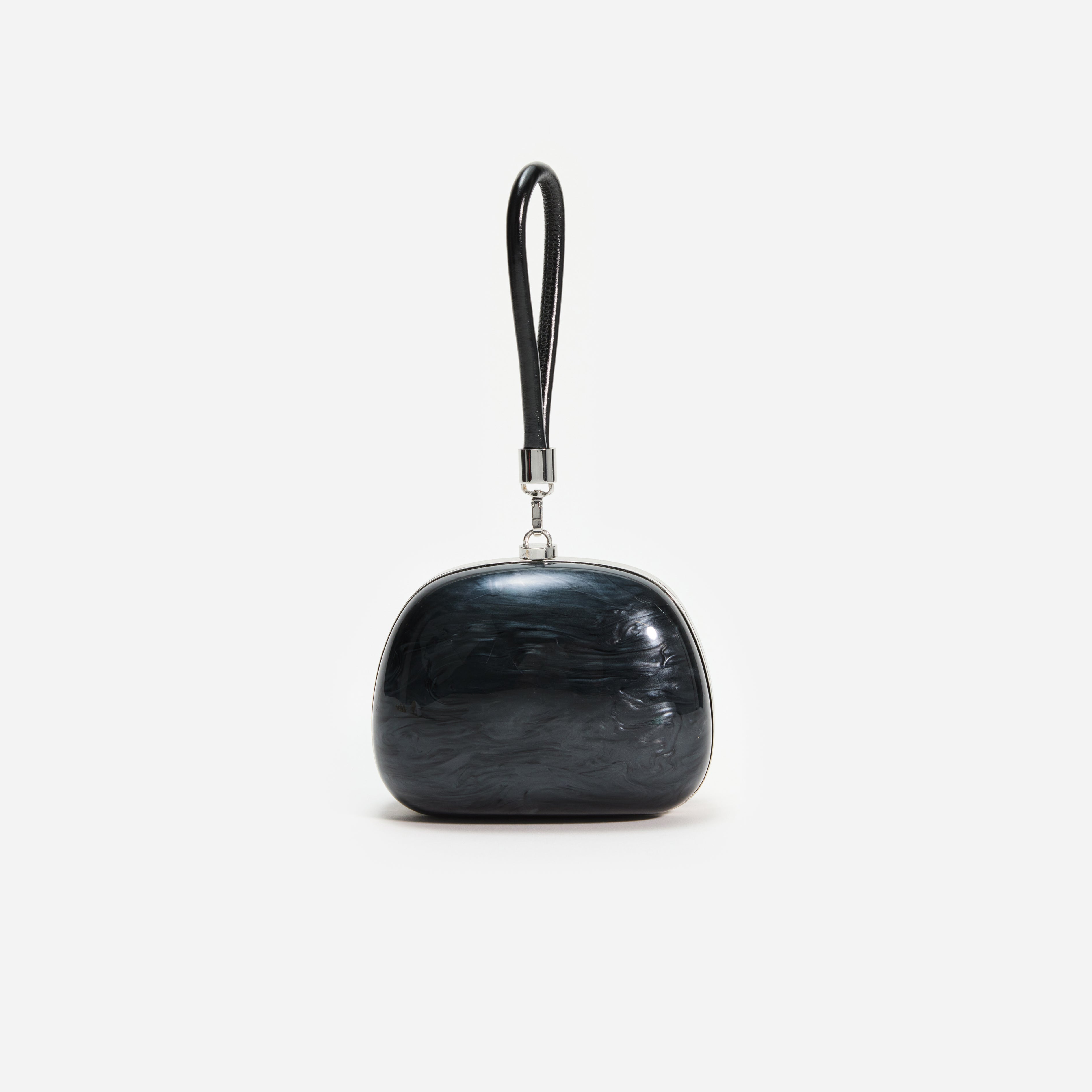 Black Pearl Top Handle Clutch Bag