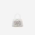 White Embellished Micro Bow Bag