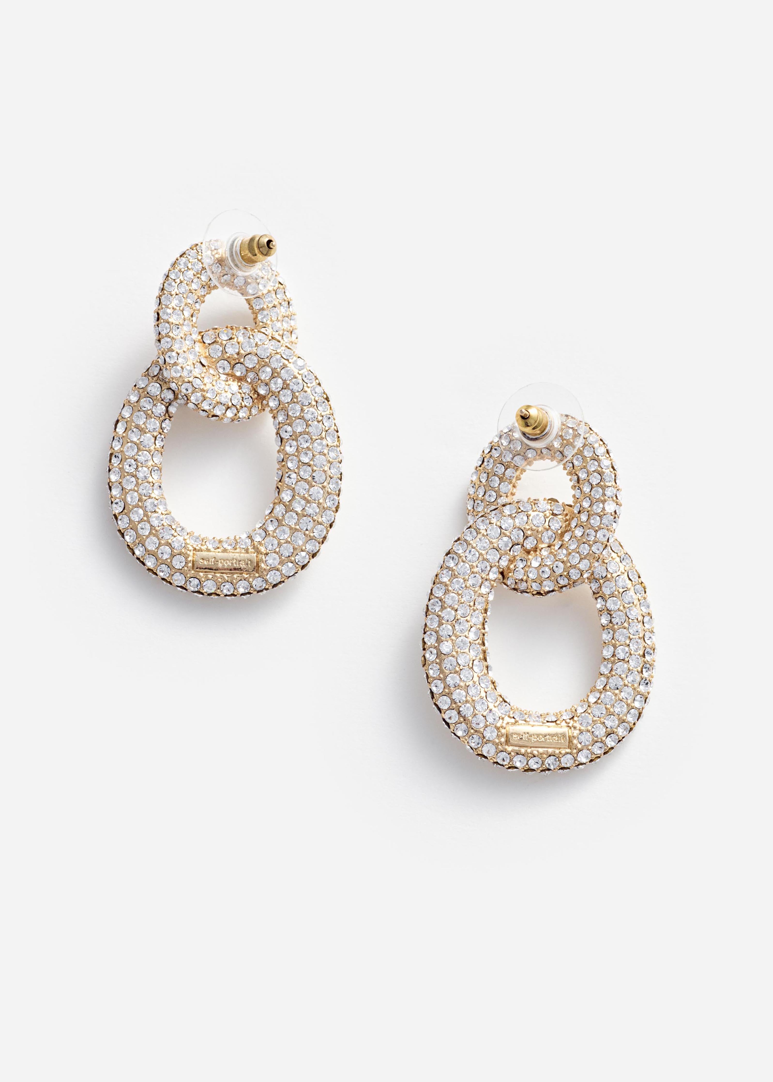 Gold Crystal Link Earrings