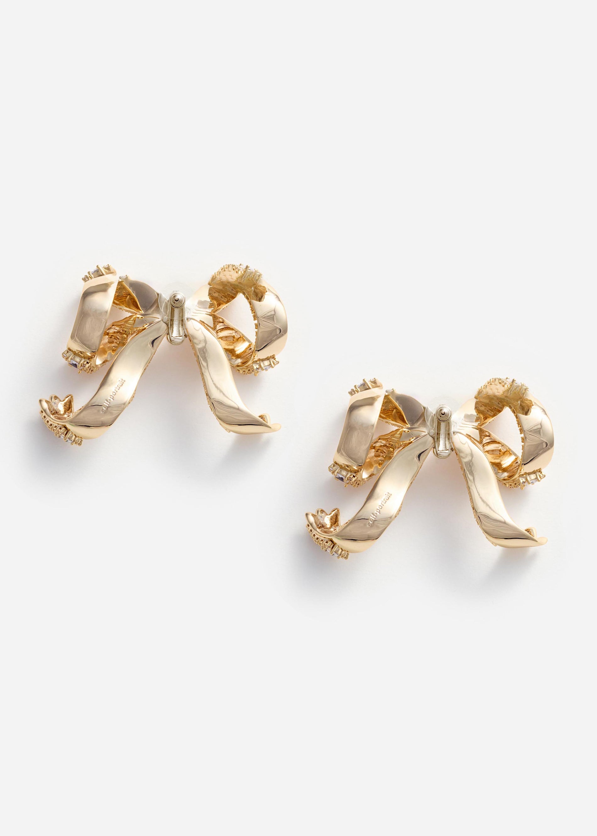 Gold Crystal Bow Earrings