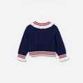 Navy Textured Pointelle Knit Cardigan