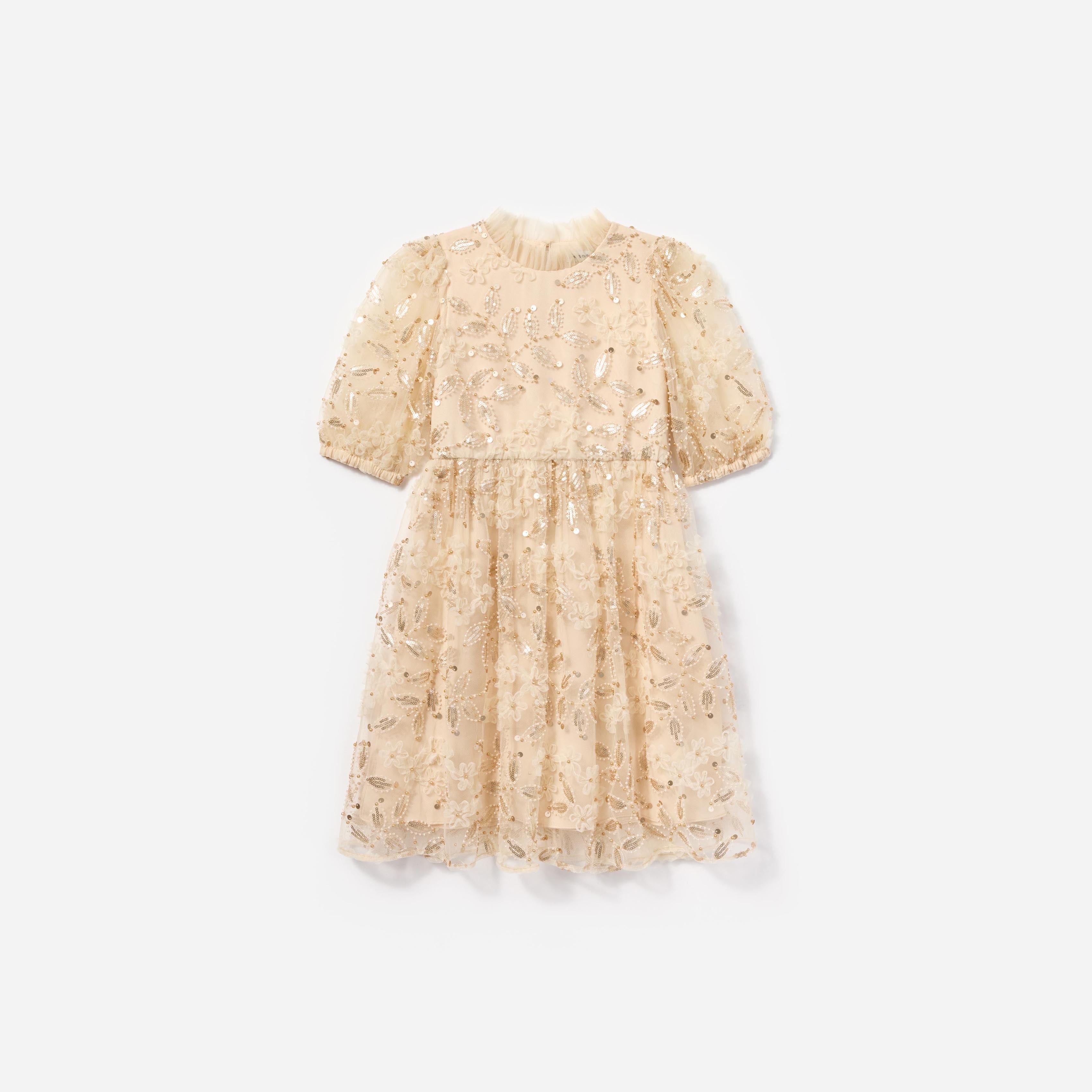 Cream Sequin Tulle Dress