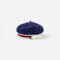 Navy Textured Knit Beret