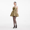 Gold Metallic Jacquard Mini Dress