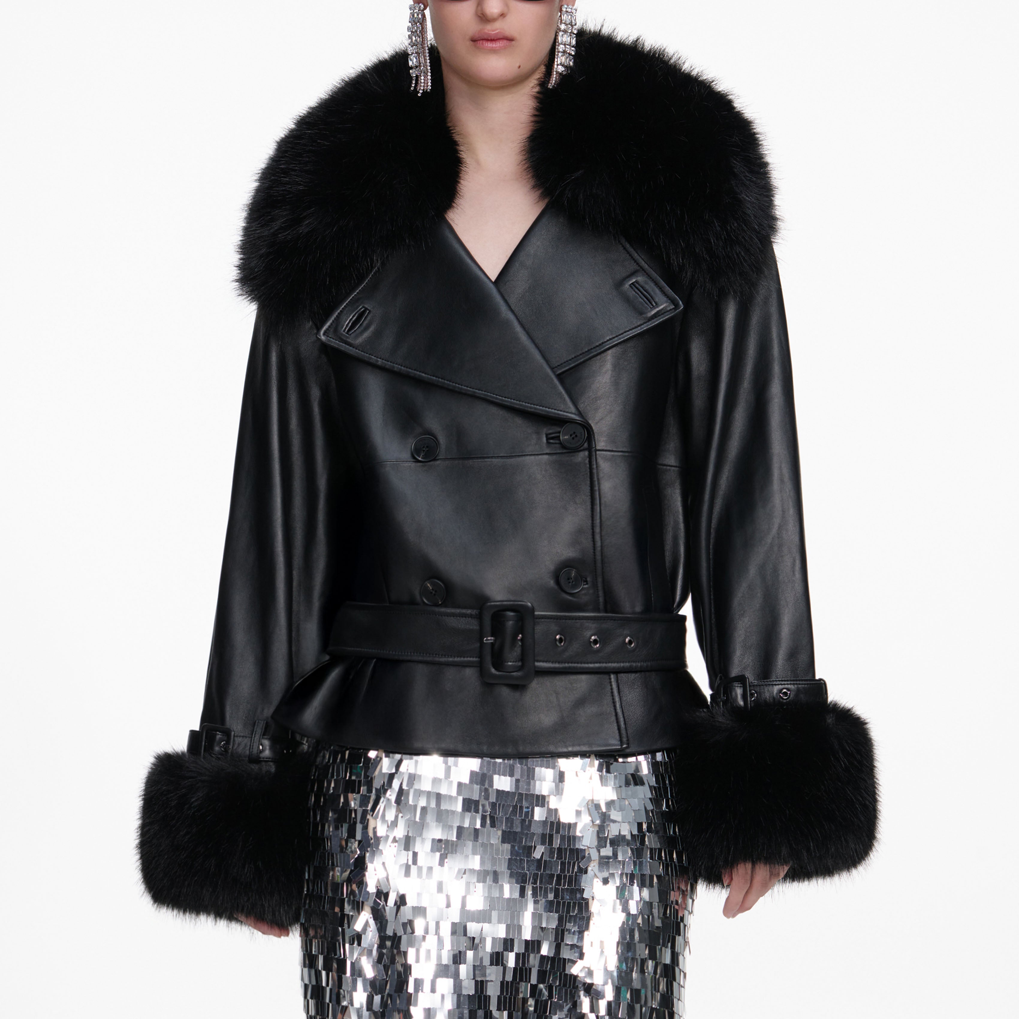 Black Belted Leather Jacket