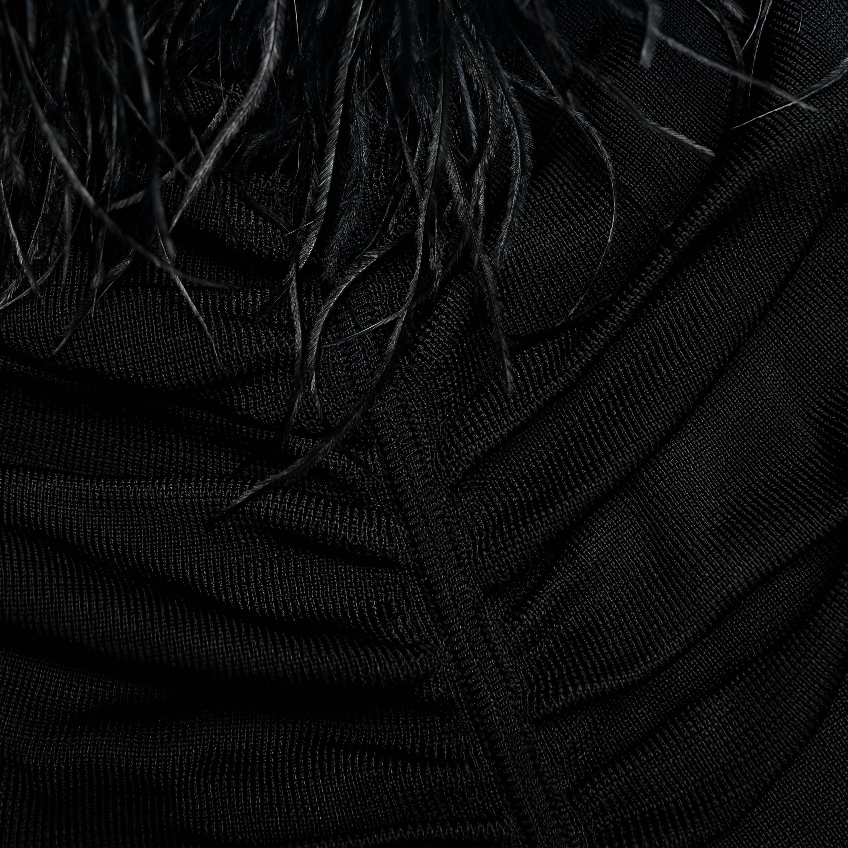 Black Feather Viscose Knit Top