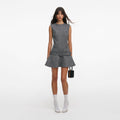 Grey Herringbone Flared Mini Dress