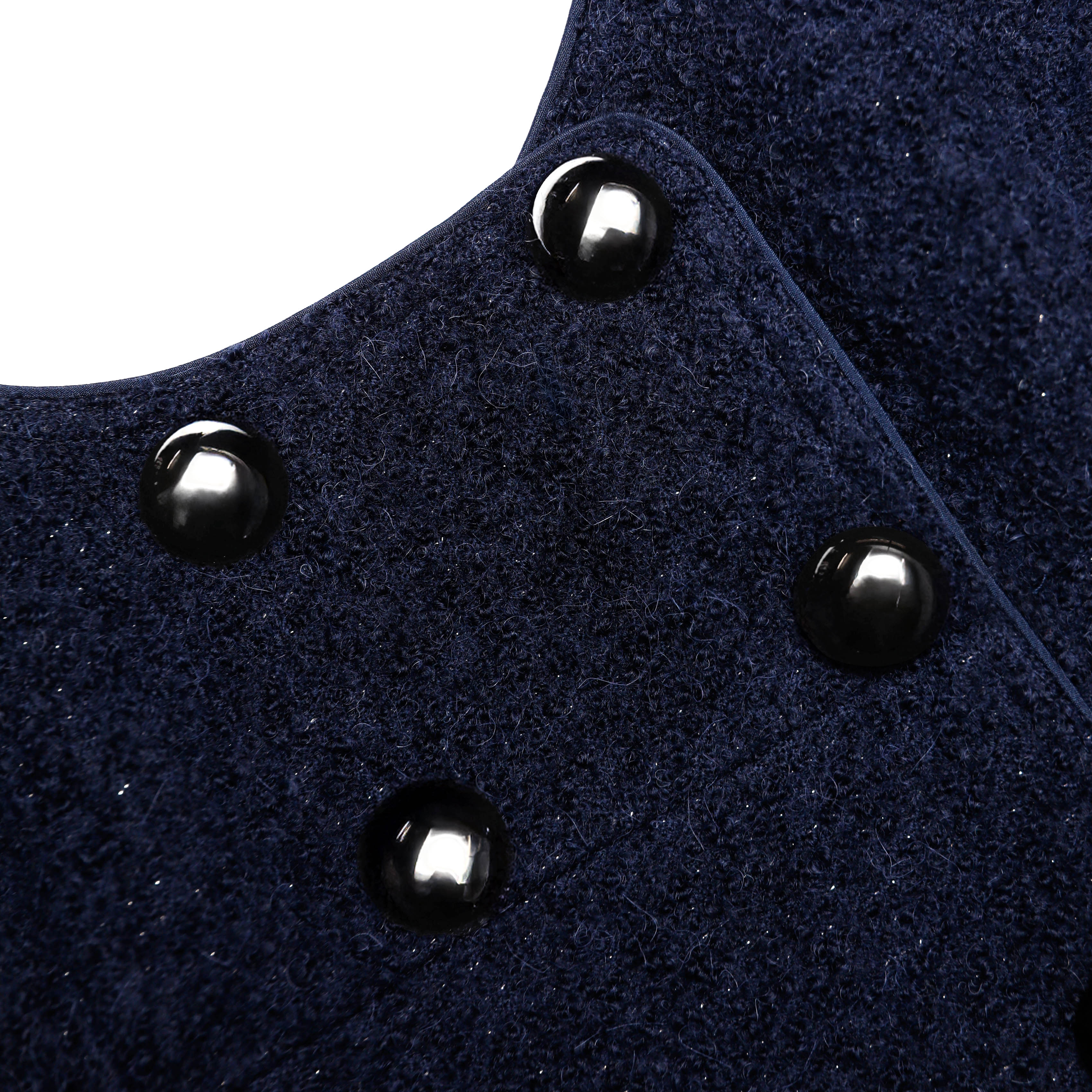 Navy Textured Boucle Mini Dress