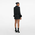Black Boucle Faux Fur Cuff Jacket