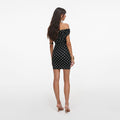 Polka Dot Draped Knit Mini Dress