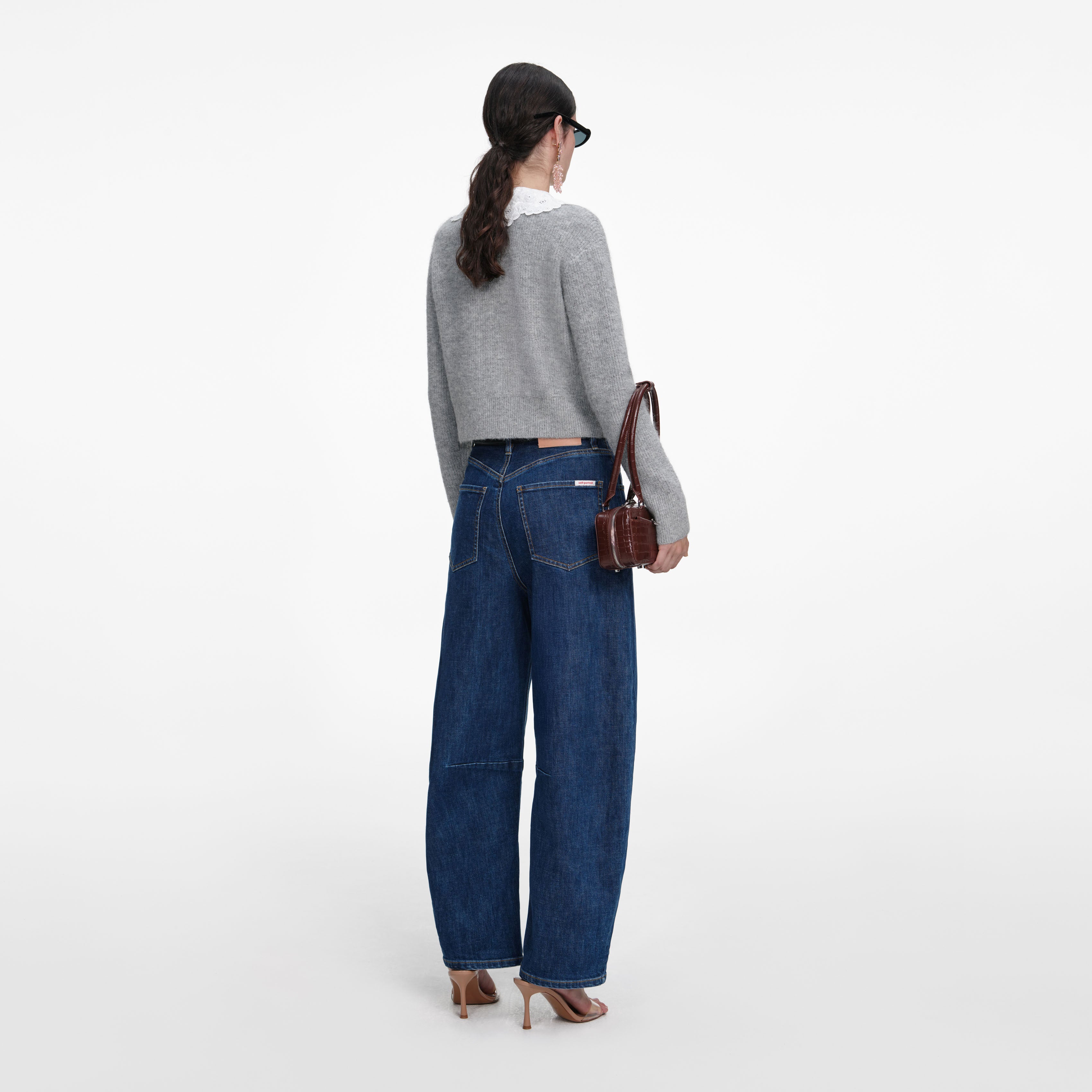 Grey Lace Collar Cardigan