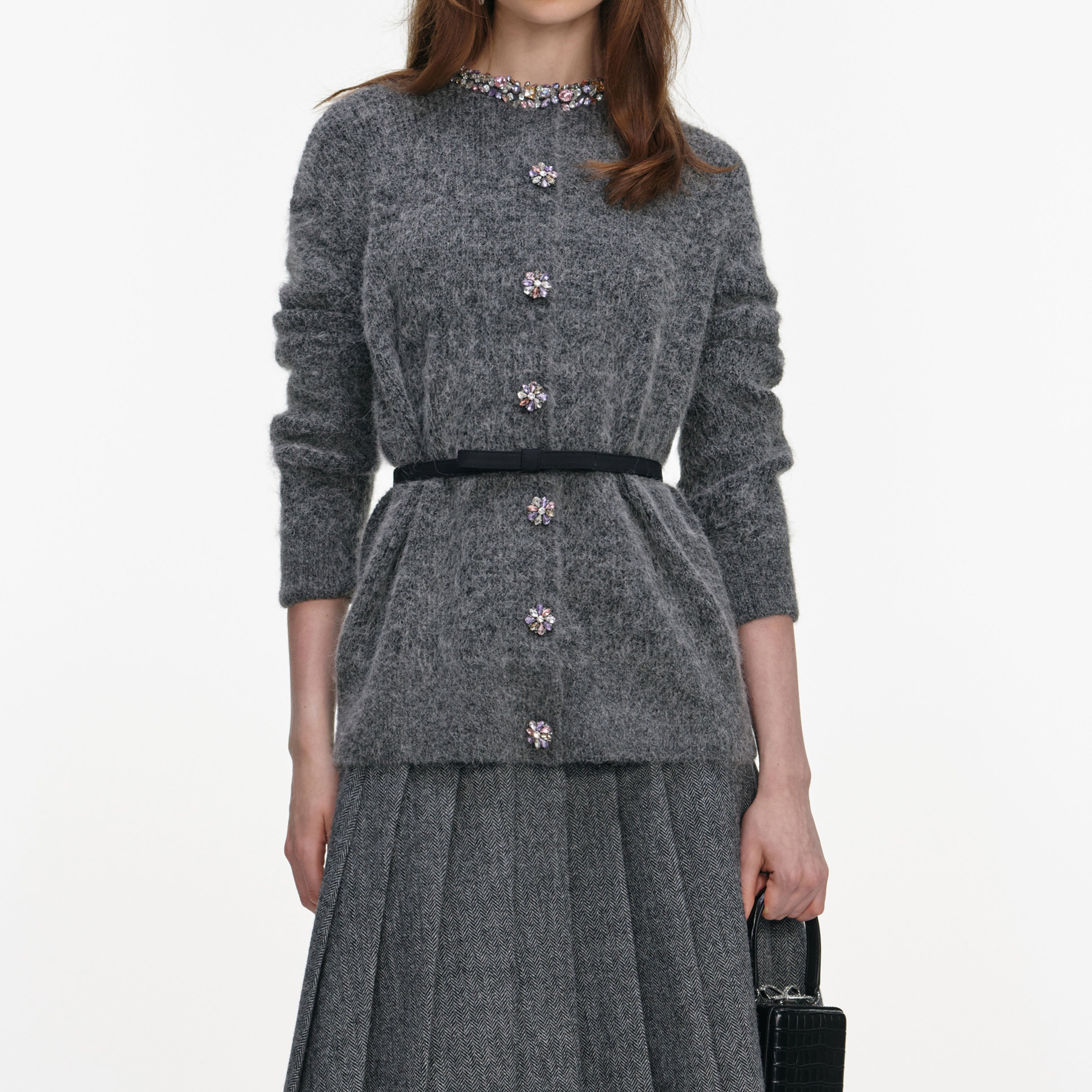 Charcoal Crystal Trim Cardigan