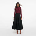 Black Cotton Midi Skirt