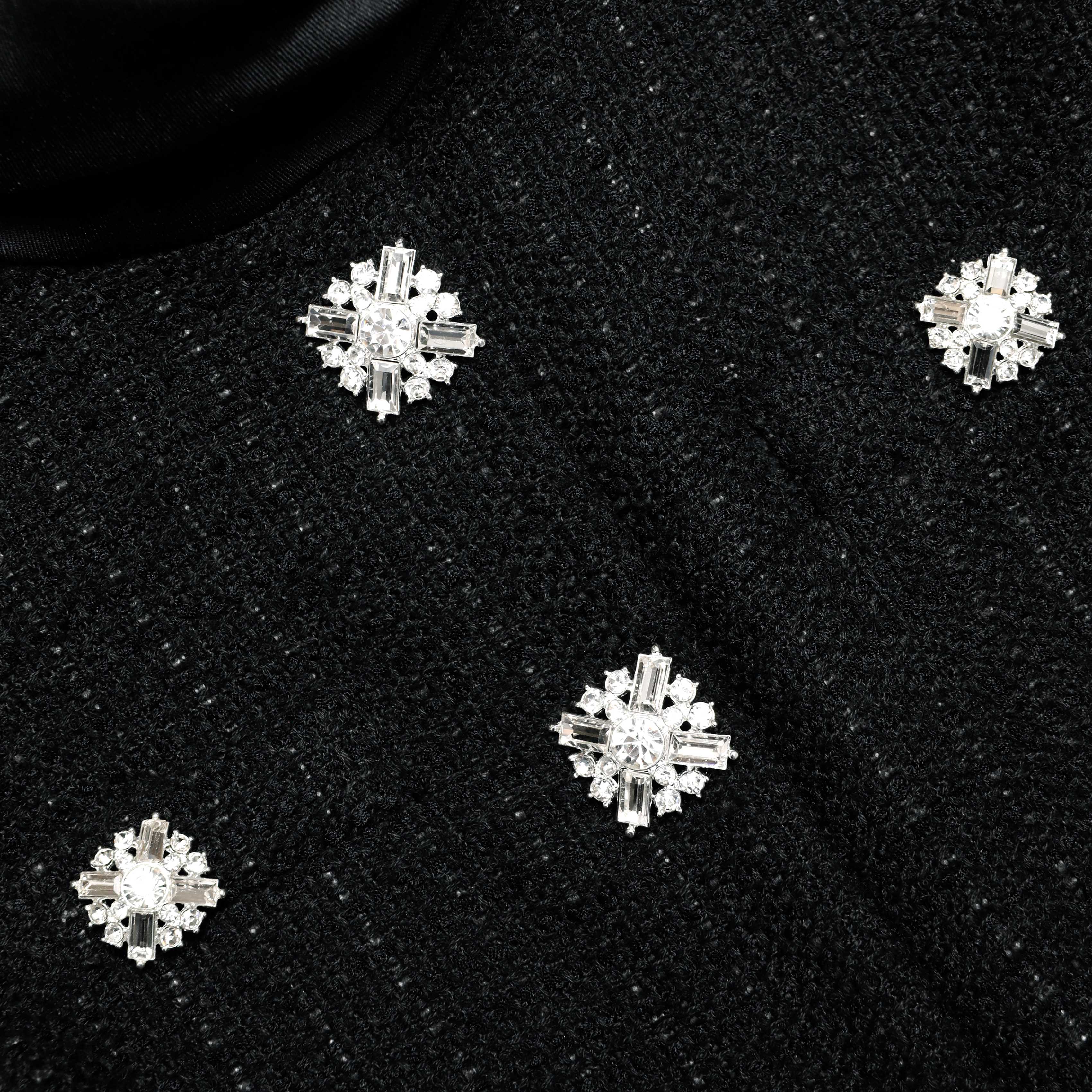 Black Boucle Taffeta Midi Dress