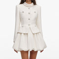 Cream Boucle Collared Mini Dress