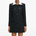 Black Boucle Contrast Collar Mini Dress