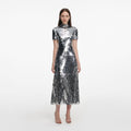 Silver Gradient Sequin Midi Dress
