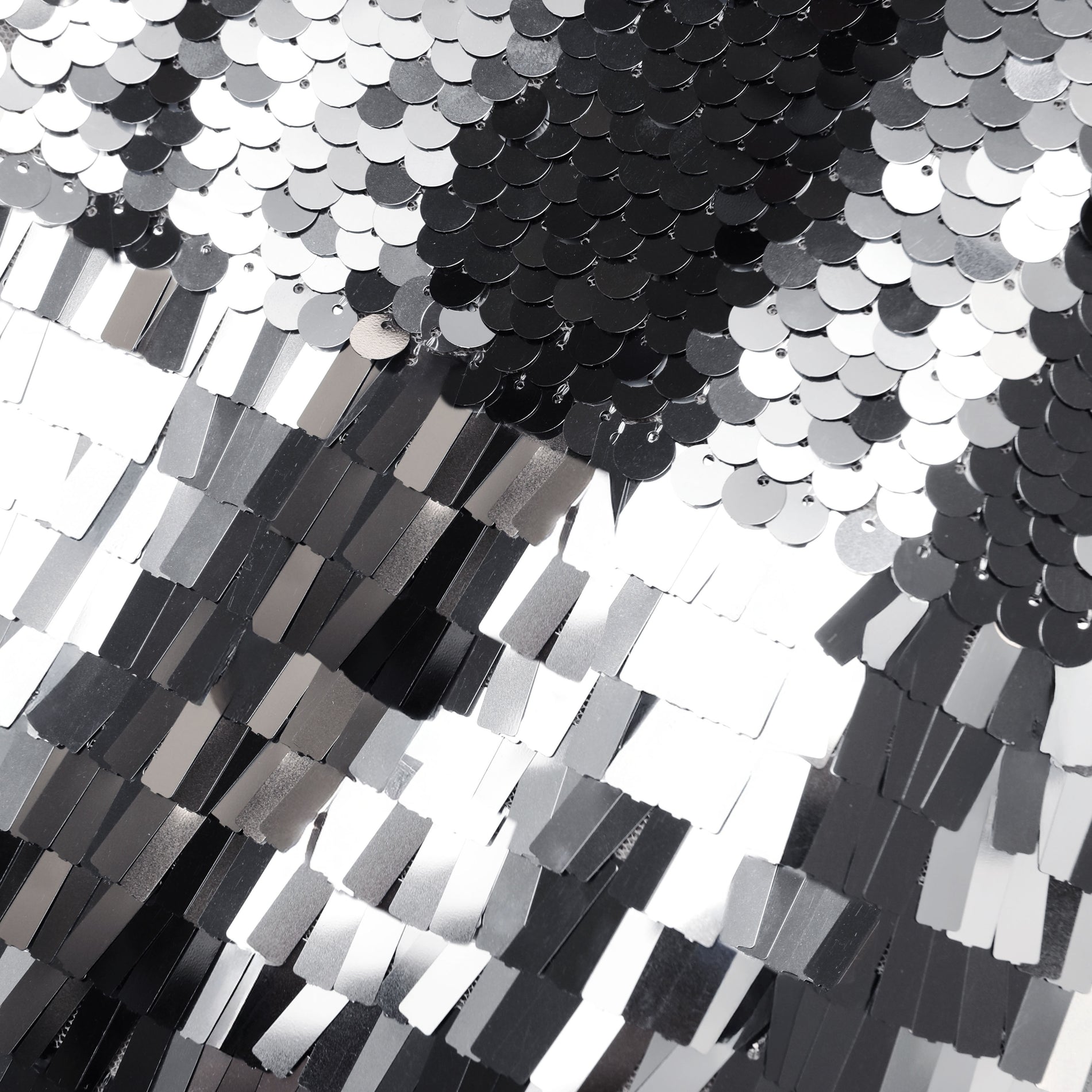 A close up of the fabric for the Silver Gradient Sequin Midi Skirt