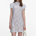Blue Guipure Lace Mini Dress