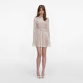Cream Organza Lace Mini Dress