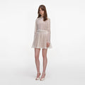 Cream Organza Lace Mini Dress
