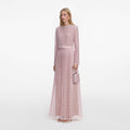 Pink Organza Lace Maxi Dress