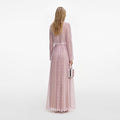 Pink Organza Lace Maxi Dress