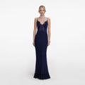 Navy Lace Georgette Maxi Dress