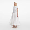 White Satin Ramie Midi Dress