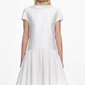 White Satin Ramie Midi Dress